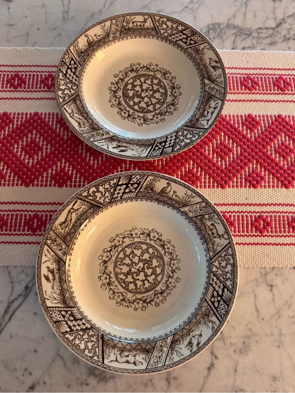 Wedgwood melton brown transferware set of two bowls